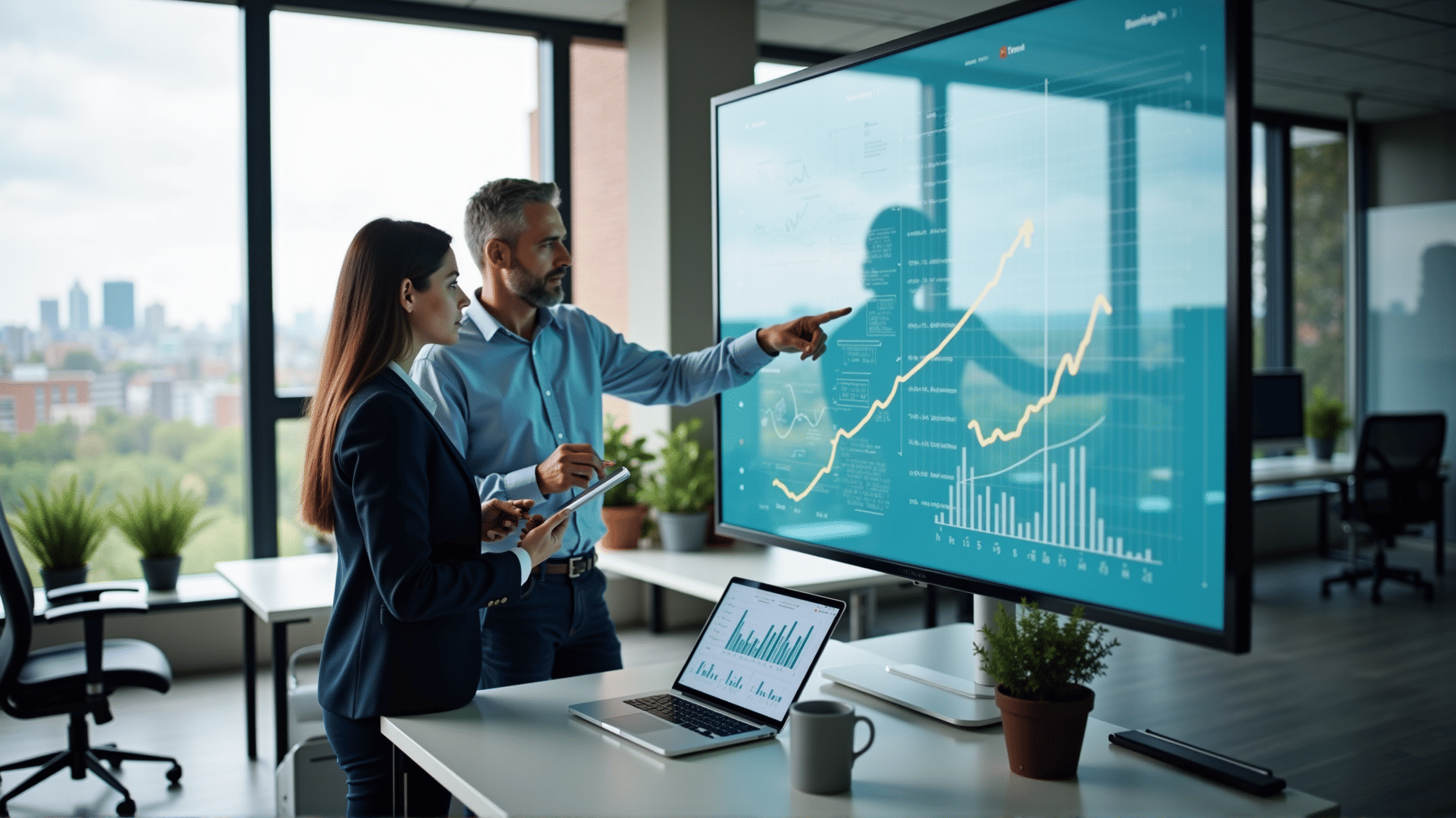 Data analysts with data visuals